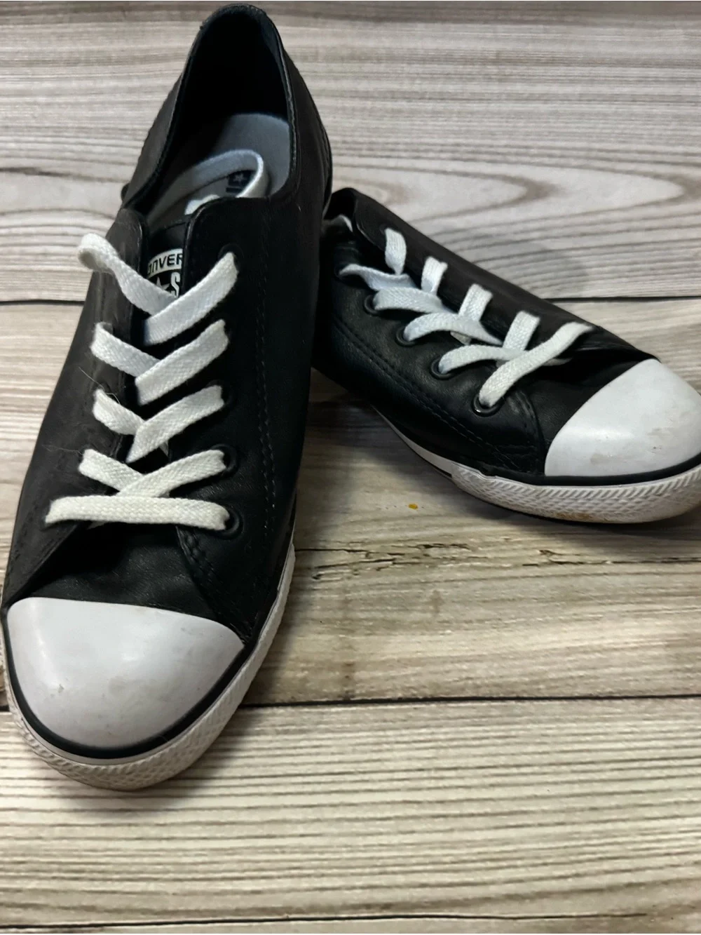Converse Black Low-Top Canvas Sneakers with White Toe and Laces